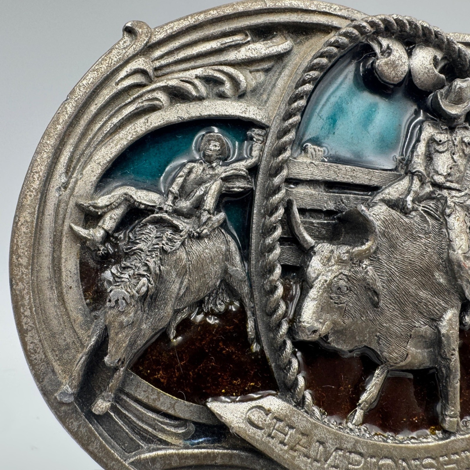 Vintage Bergamot Brass Works Championship Rodeo Belt Buckle 1980 Made in USA