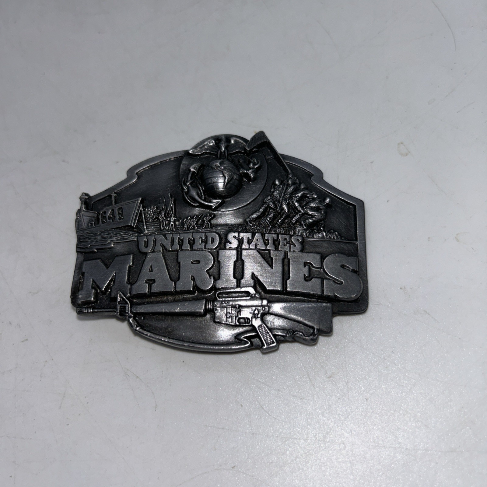 United States Marines Belt Buckle SISKIYOU Pewter Made USA 1987