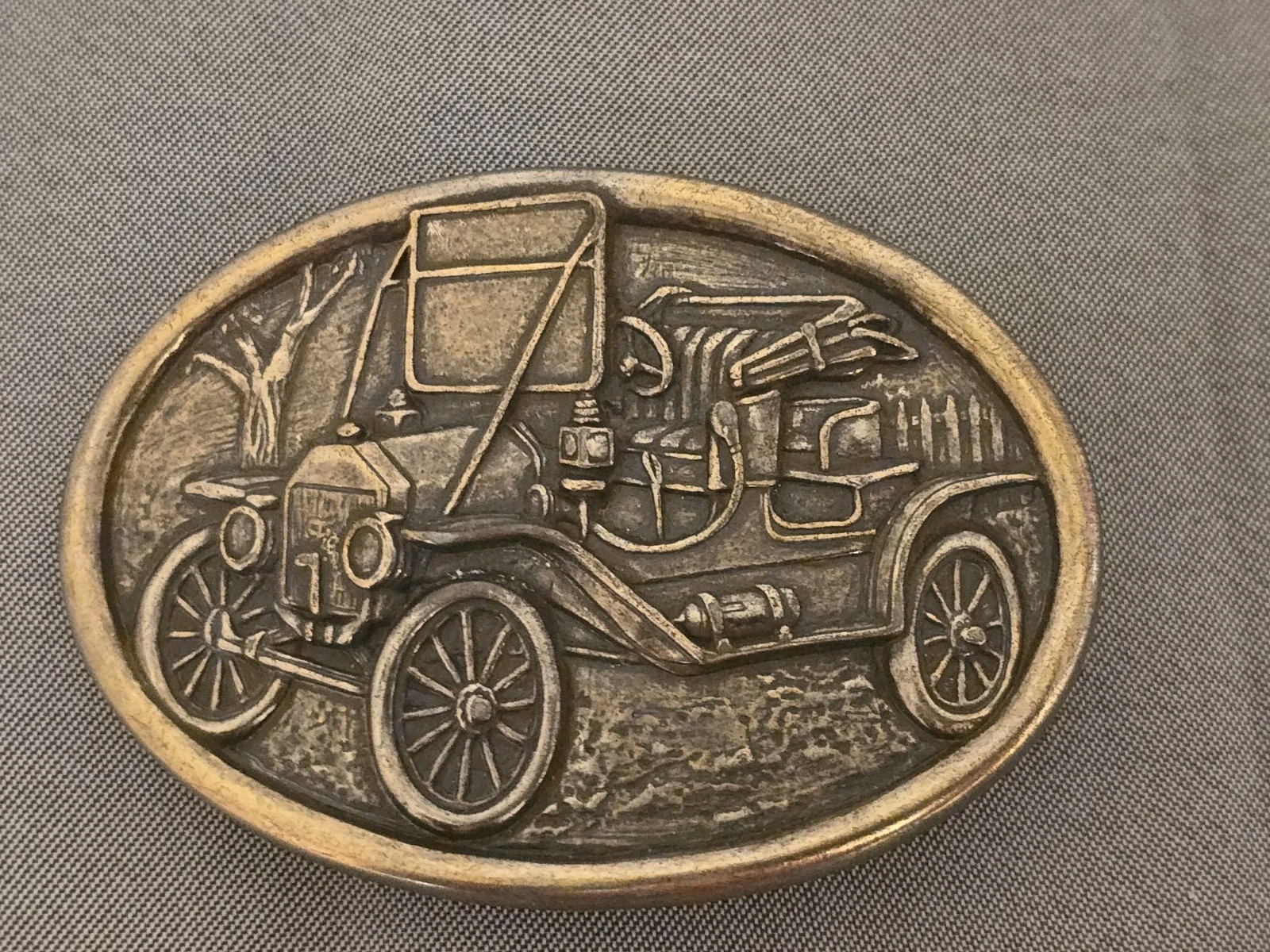 Antique Car Belt Buckle Avon Vintage Model T Brass Look Automobile Vehicle