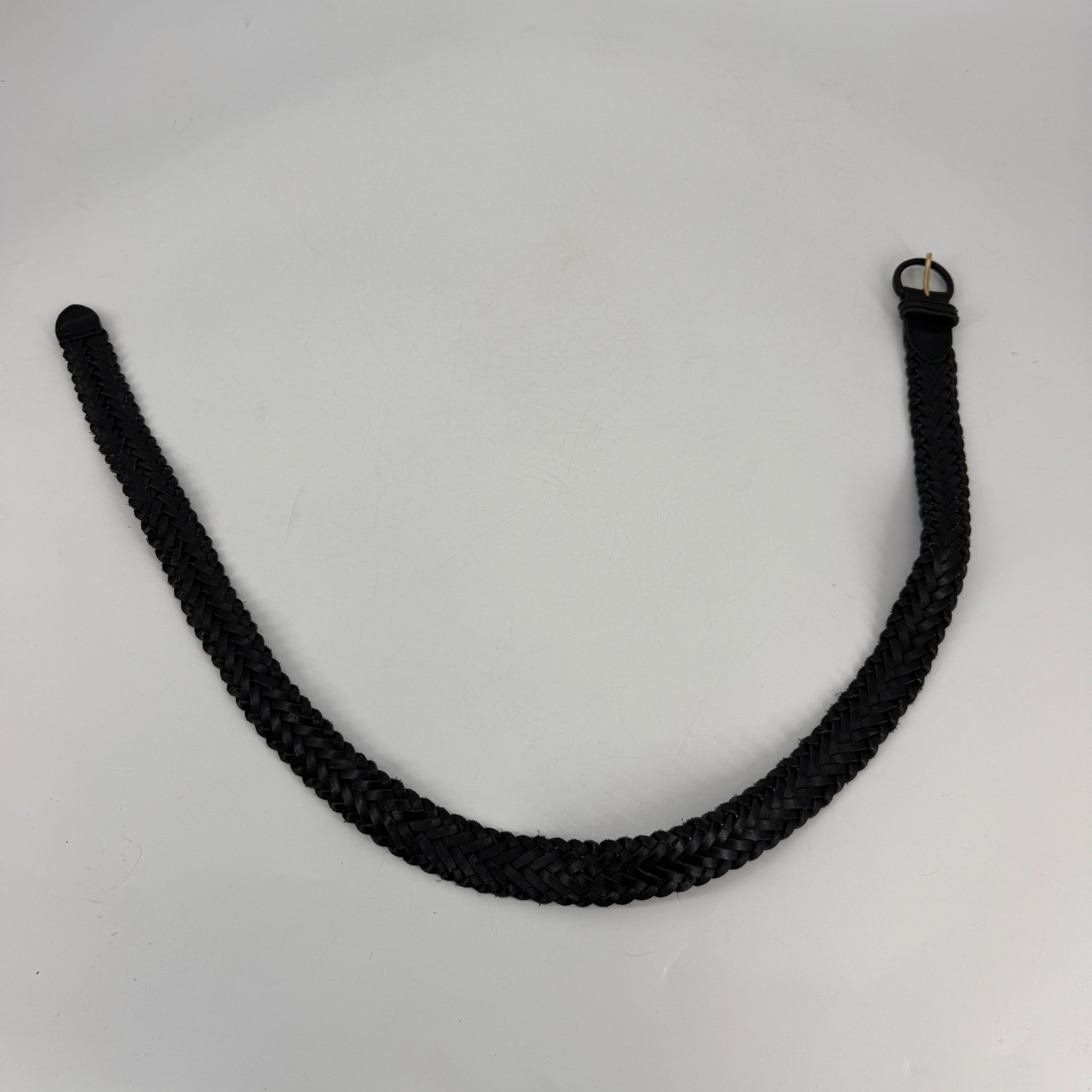 Surrey Braided Leather Belt Black Woven Stretch Casual Mens 42/44