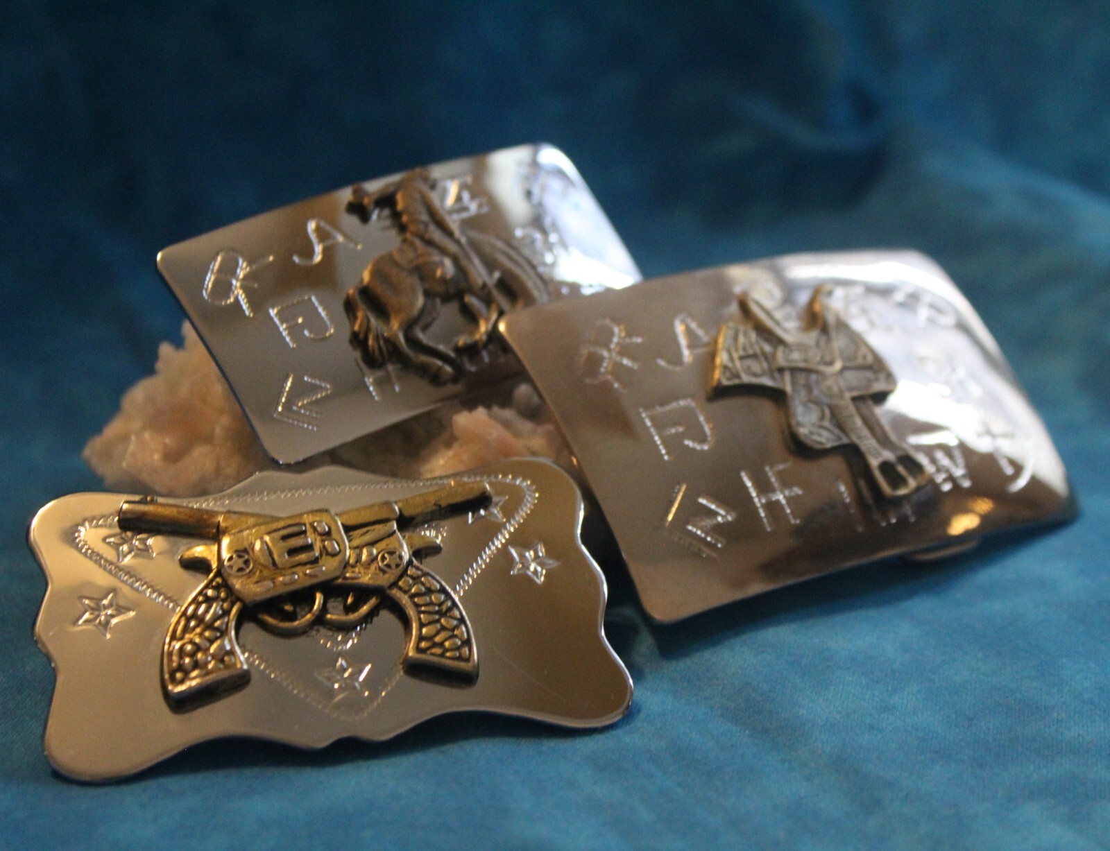 Set Of 3 Silver Tone Belt Buckles