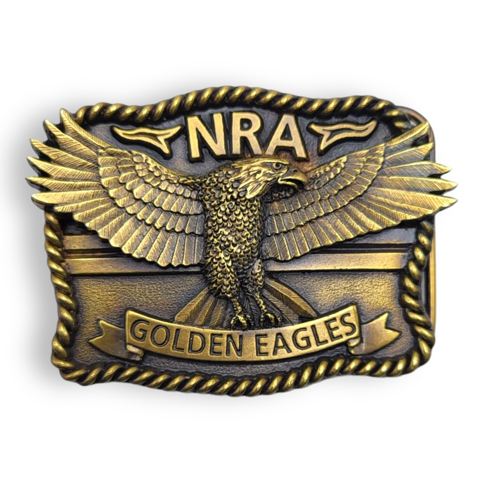 National Rifle Association Golden Eagles Brass Belt Buckle NRA Hunting Guns