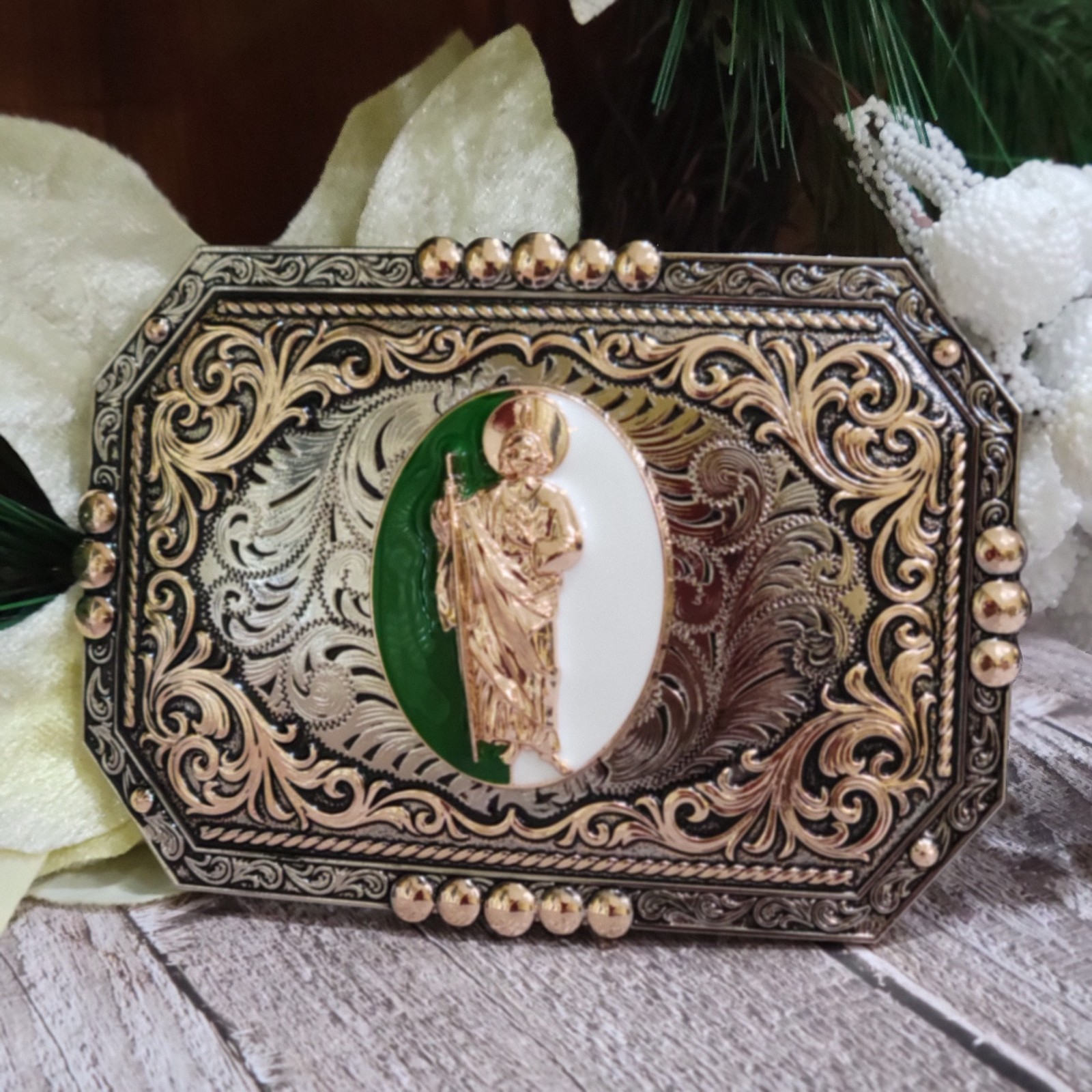 Saint jude San Judas Western belt Buckle Rose Gold Silver Heavy Zinc Alloy