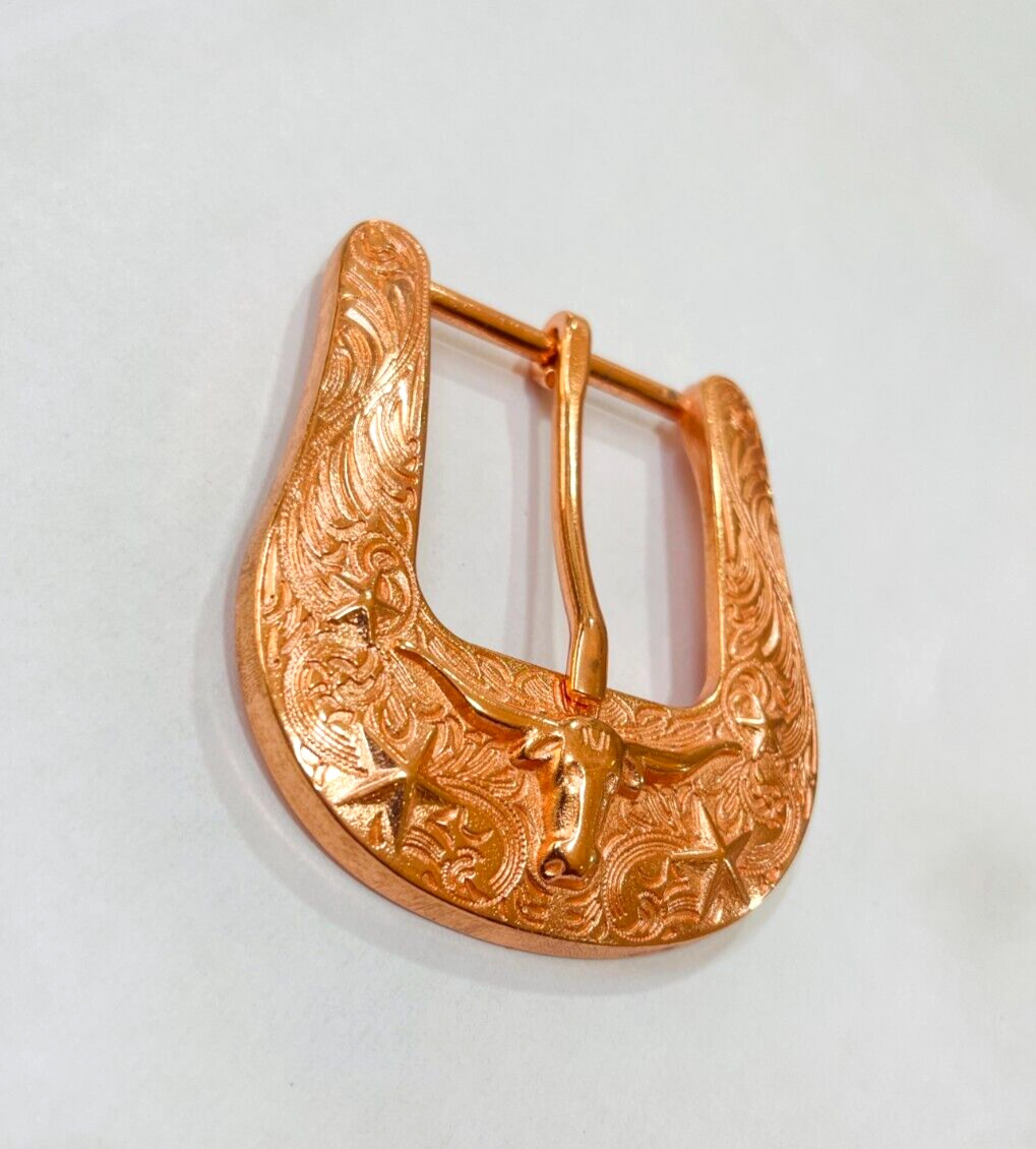 Western Rose Gold buckle – Cowboy Cowgirl Unisex Vintage Buckle Rose Gold 40mm