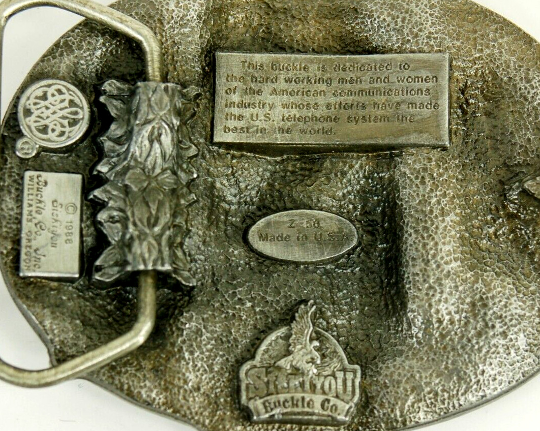 Telephone Lineman belt buckle western pewter Siskiyou Buckle Co. 1988