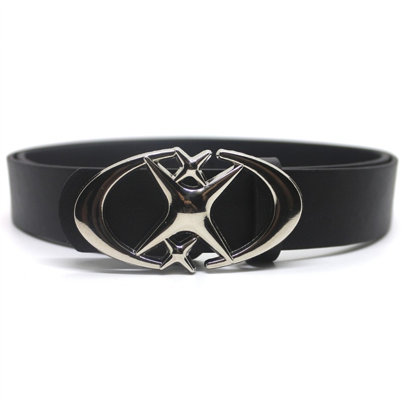 Buckle Belt Gothic Cross Metal Buckle Belt Punk Moon Star Design for Men Women