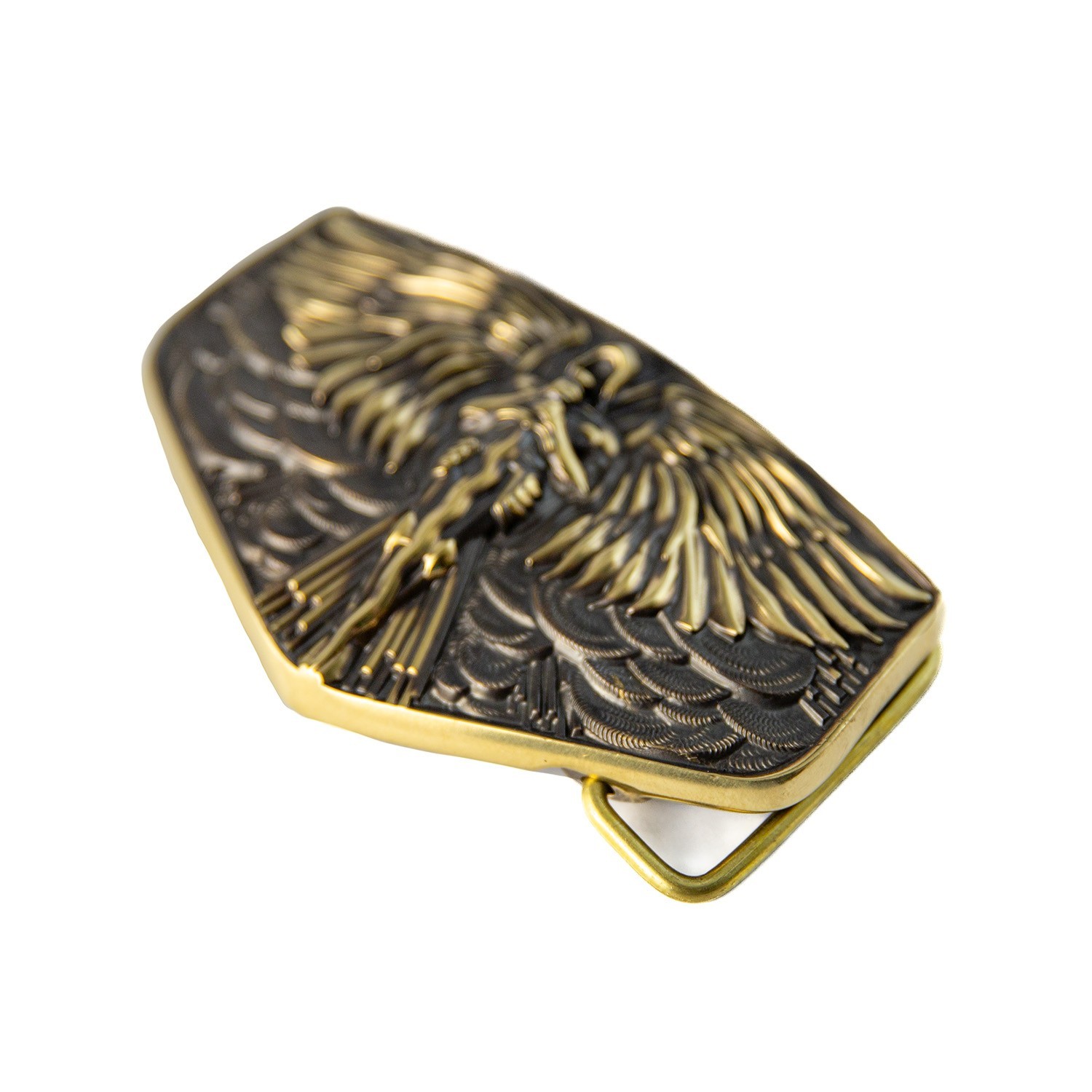 Archangel Michael brass belt buckle; Saint Michael image; Tyrael belt buckle