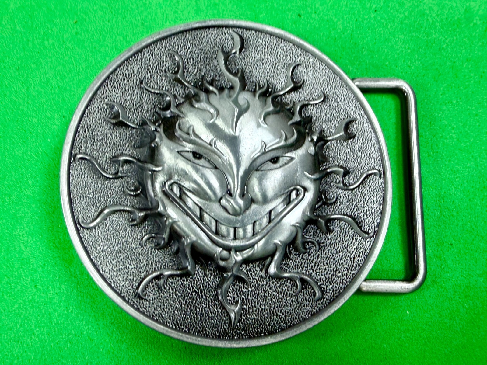Flaming Sun Solar Flare Grinning Creepy Smile Novelty Belt Buckle by Buckle Rage