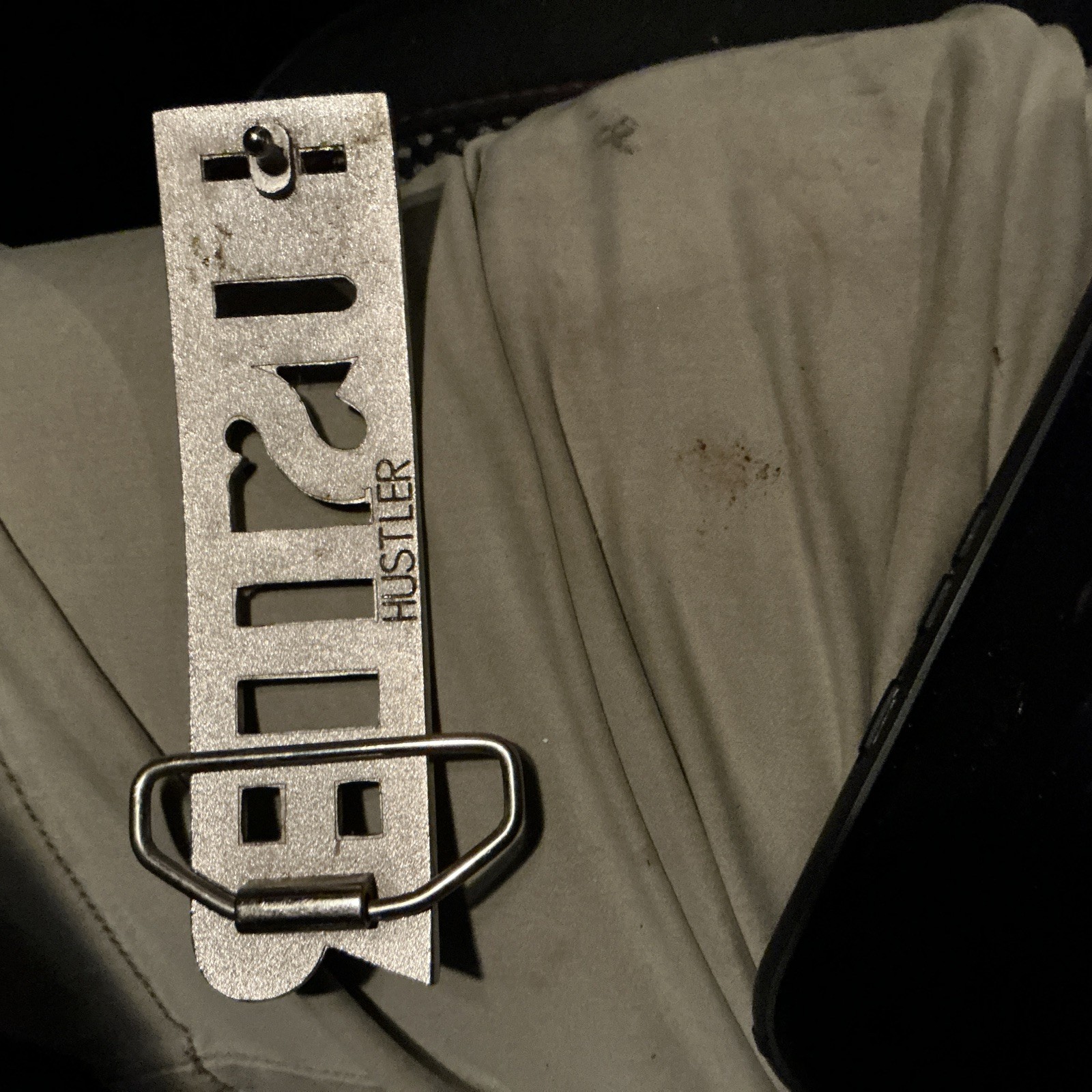 HUSTLER Block Letter Word Statement Cutout Silver Color Belt Buckle