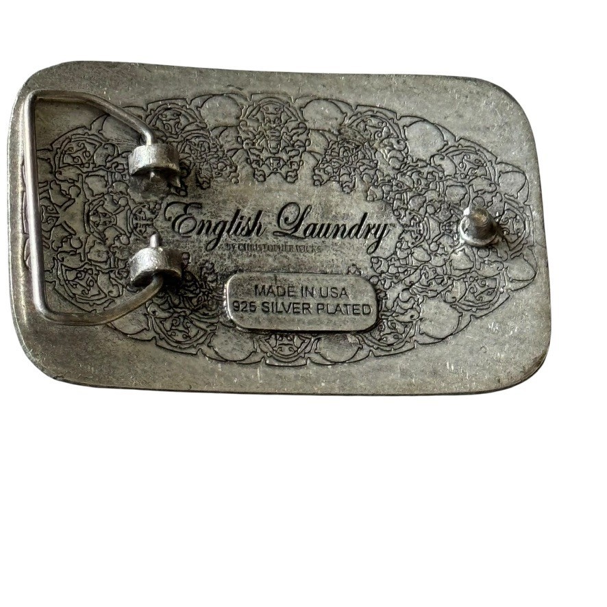 English Laundry Mens Belt Buckle Signed Christopher Wicks 925 Silver Plated wing