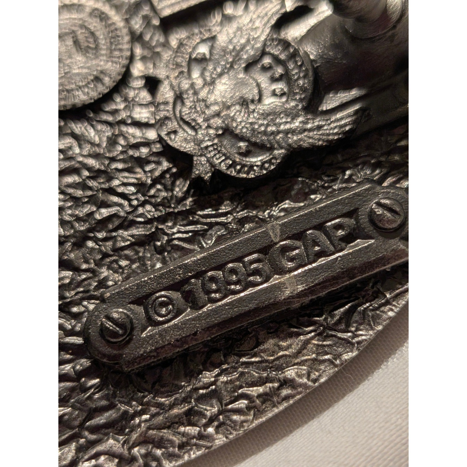 Vintage GAP Belt Buckle Air Force Academy USA 90s Collegiate Pewter Oval Buckle