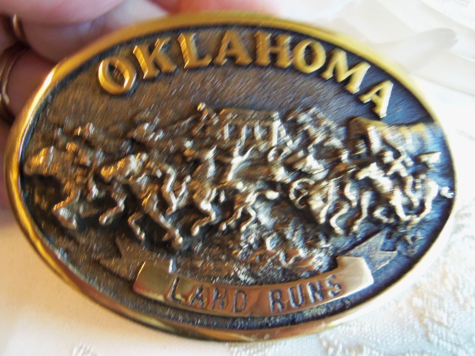 Registered Historical Collection Oklahoma Land Run Belt Buckle Rare in Pouch