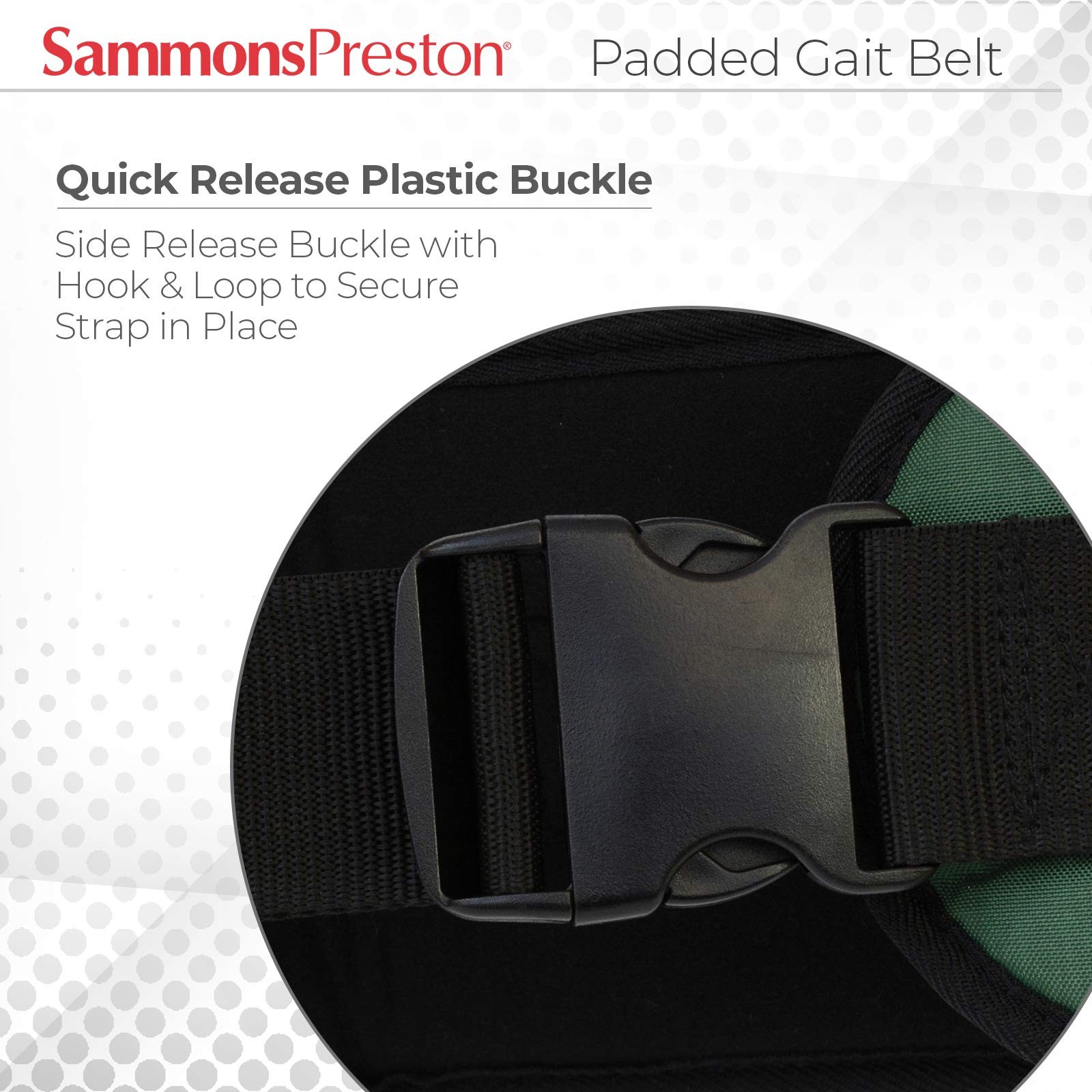 Sammons Preston Padded Gait Belt with Handles, 5.5&Prime; Wide Large – Black, Grey