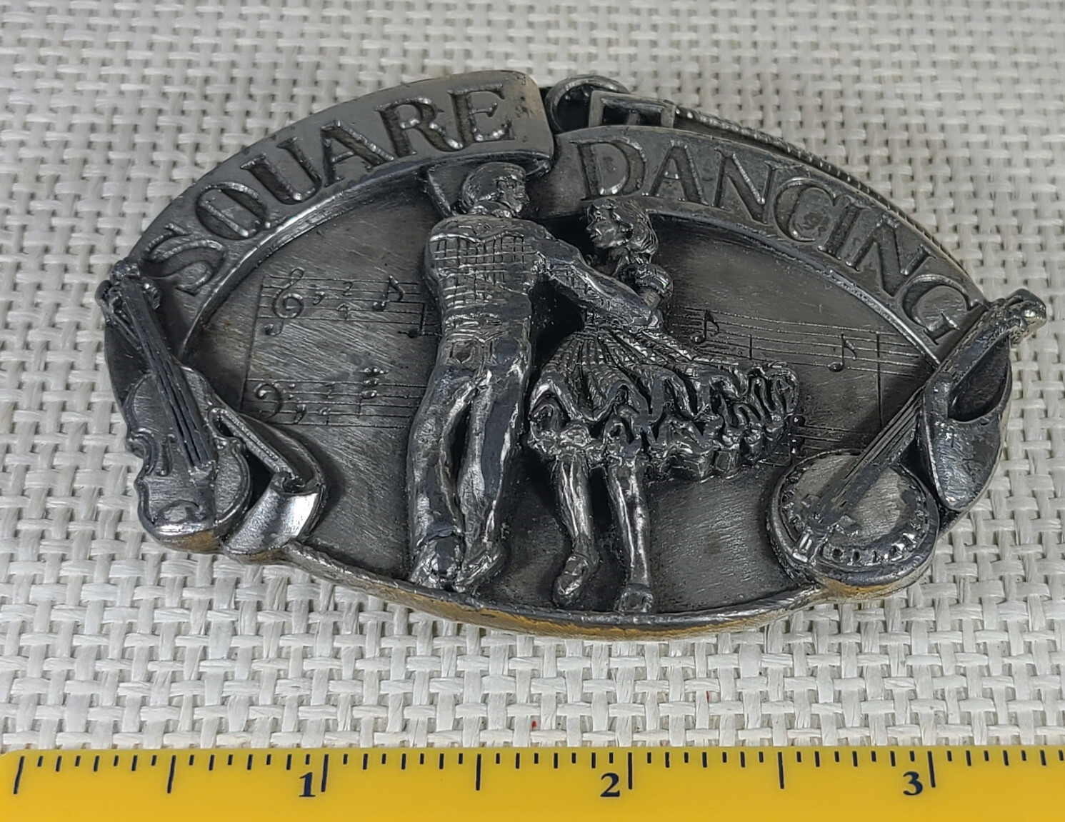 Siskiyou Buckle Company Square Dancing Pewter Belt Buckle 1985 Williams Oregon