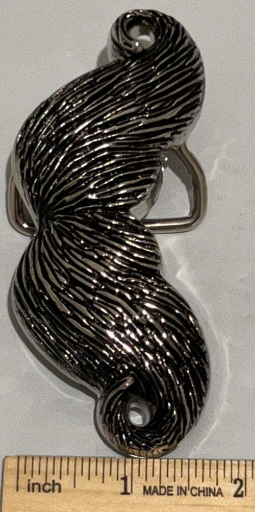 Mustache Belt Buckle Metal Psychobilly Rockabilly Biker Punk Heavy Funny