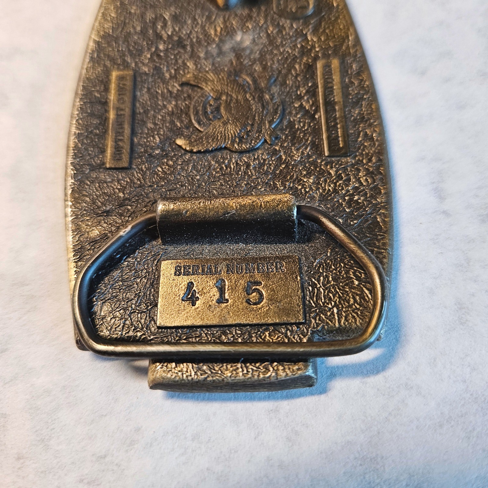 Vtg 1978 Great American Belt Co. Brass Belt Buckle Rifle 2nd Amendment Limited
