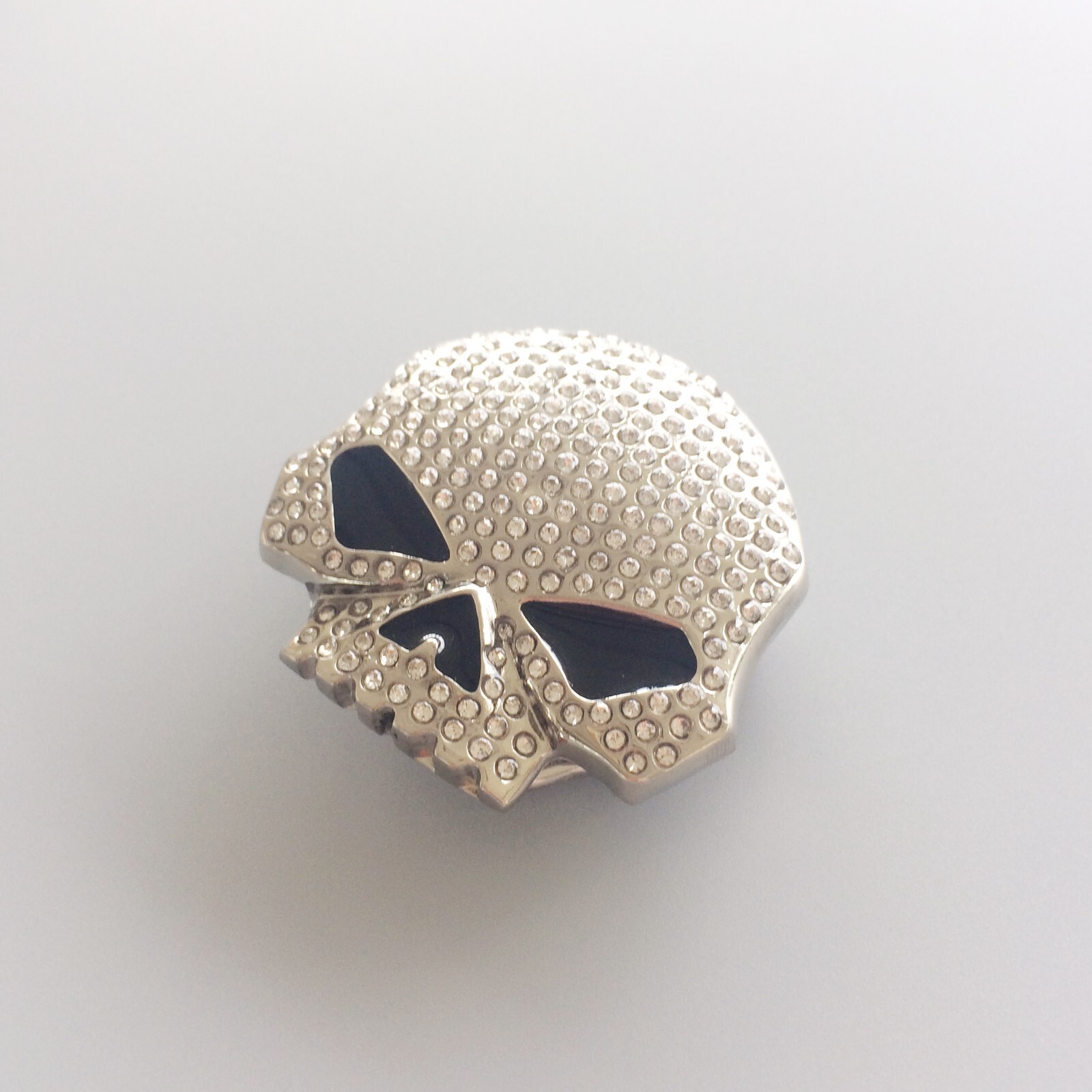 Bright Silver Plated Rhinestones Bling Skull Belt Buckle Boucle de ceinture