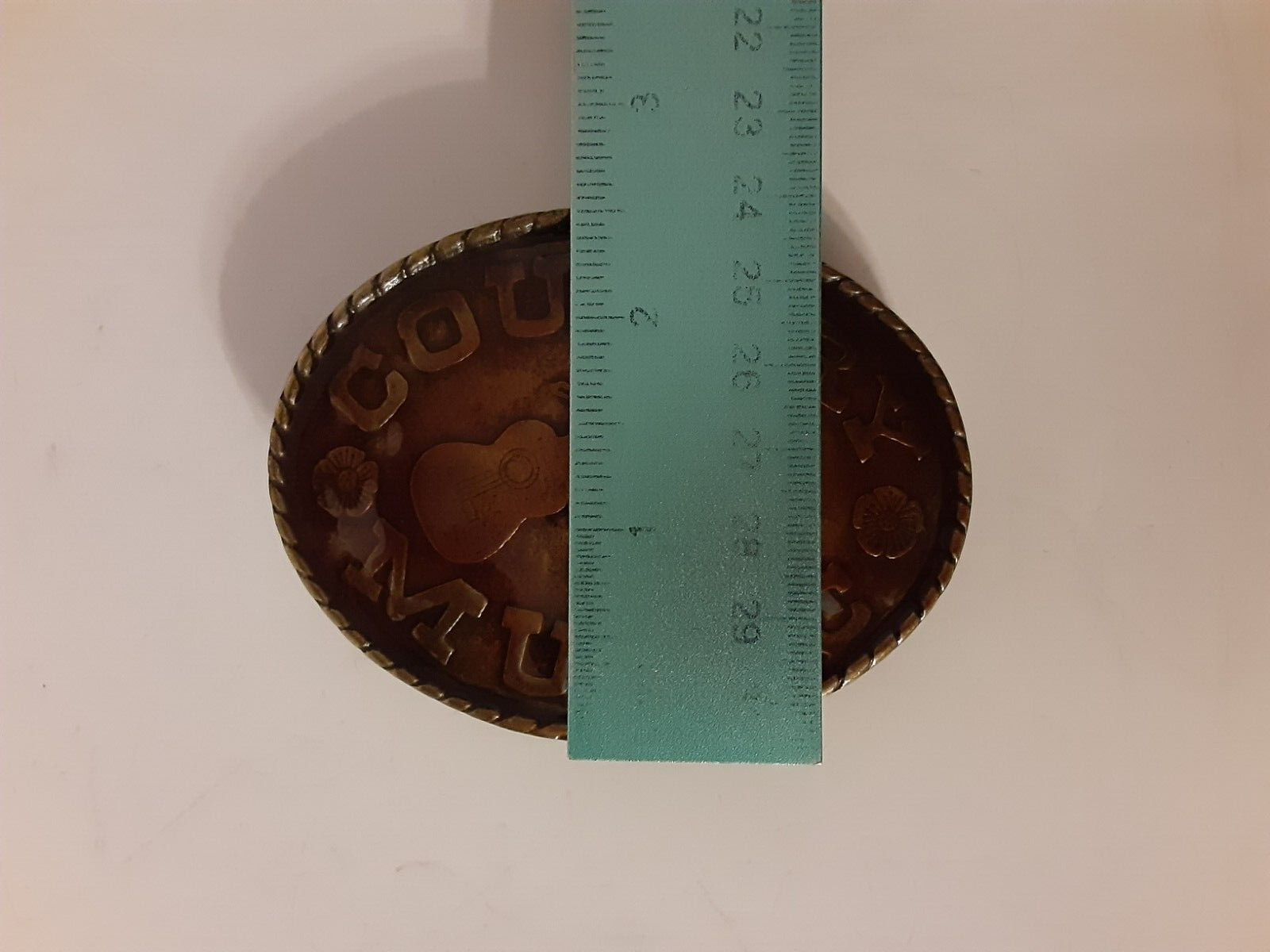 VTG Country Music Enamel Solid Brass Oval Belt Buckle Music
