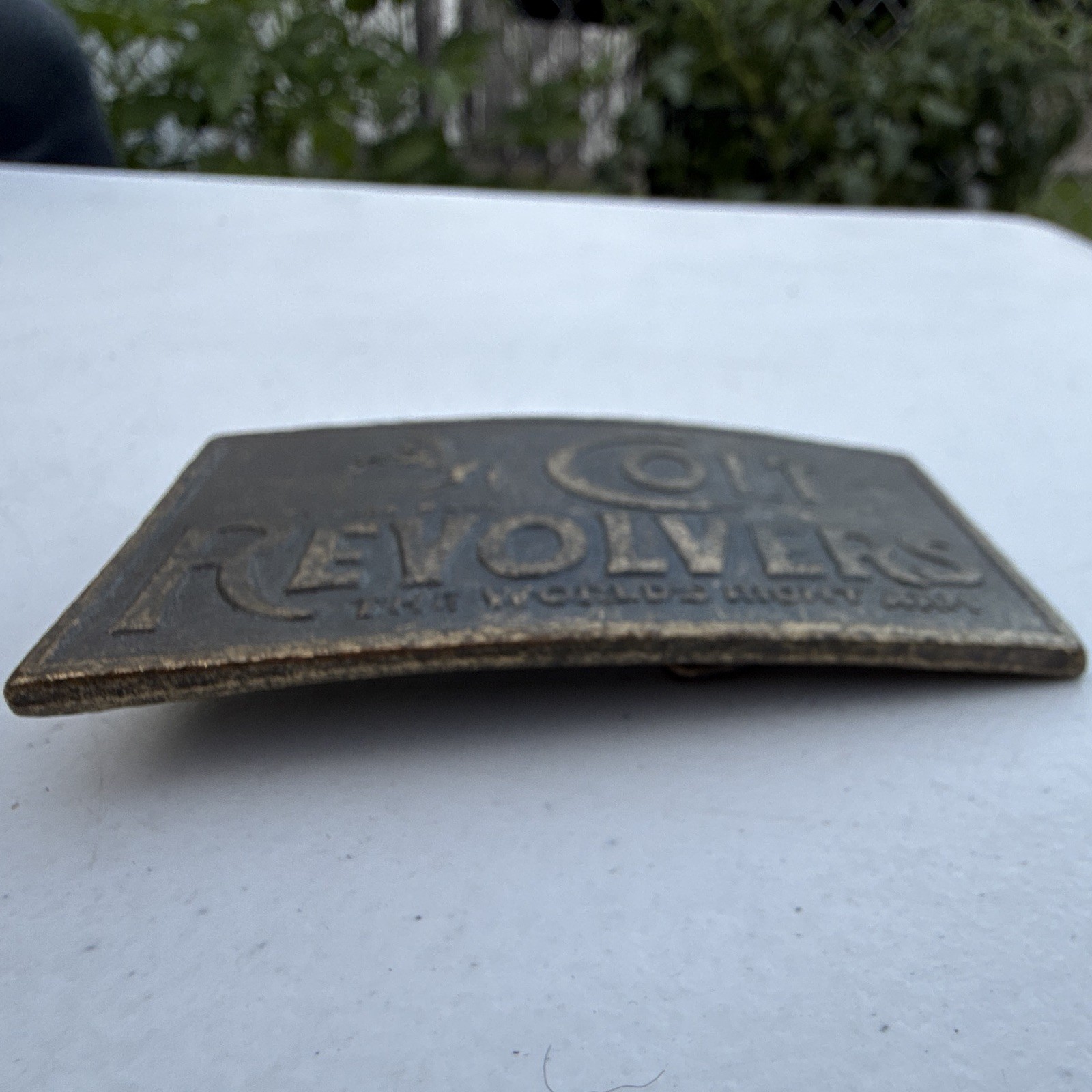 Colt Revolvers Logo Bronze Metal Western Belt Buckle Rectangular Antique 1.5&Prime;