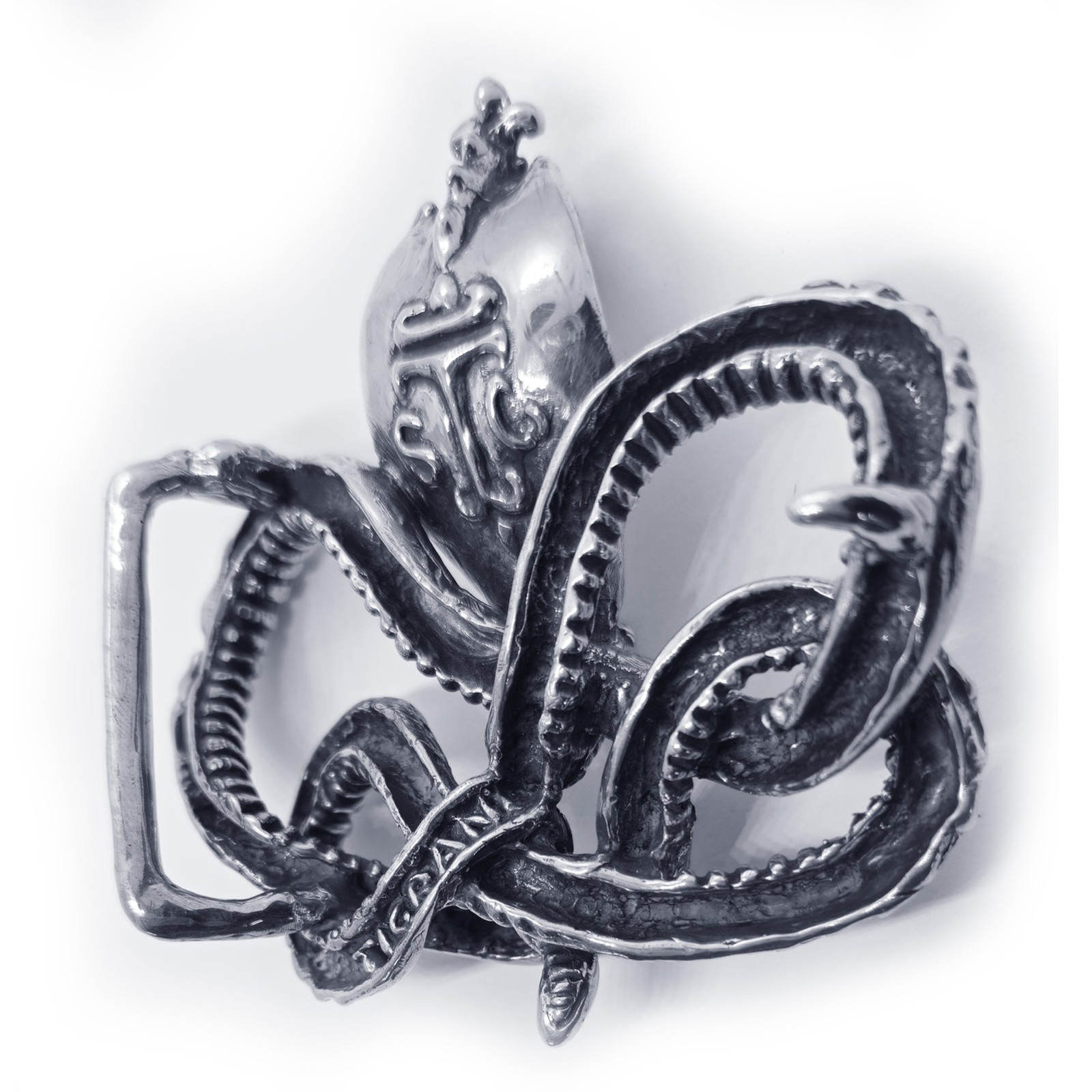 Cobra King Crawling Snake Sterling Silver Belt Buckle