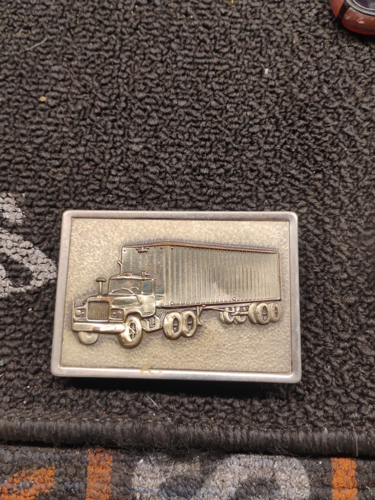 Vintage Semi Truck Belt Buckle Silver Tone Tractor Trailer Rig
