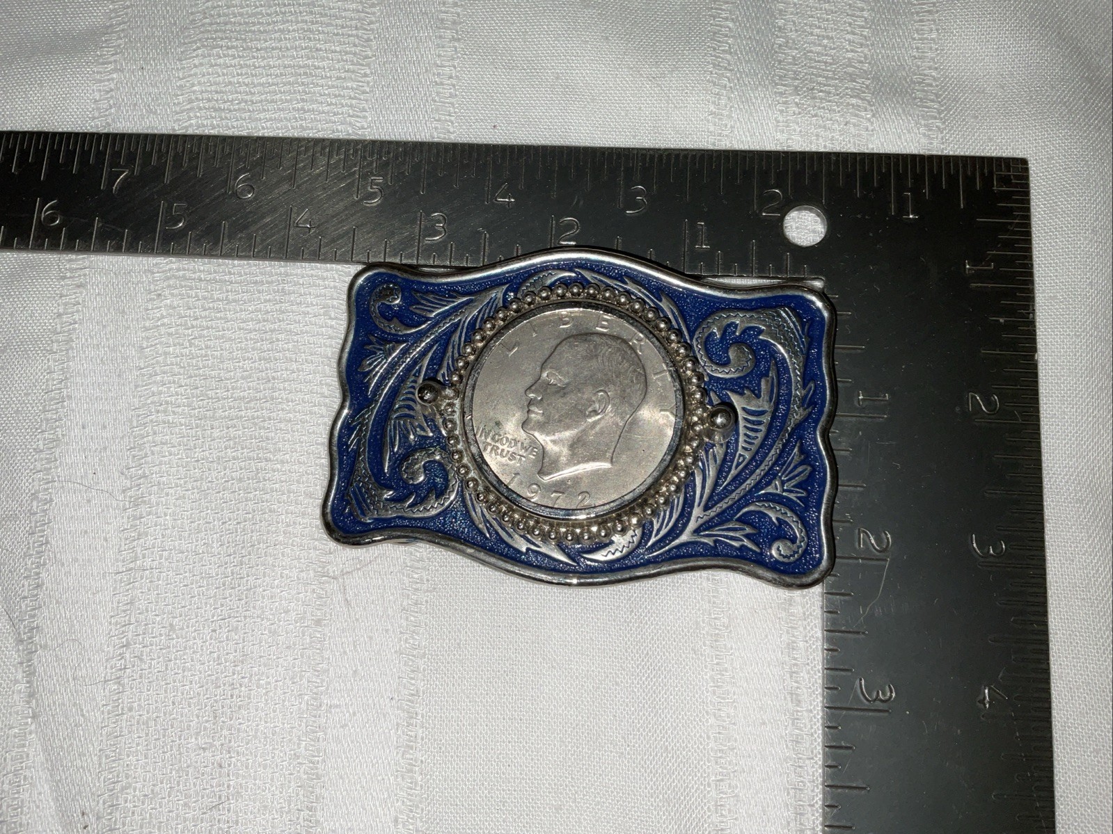 Vintage 1776-1976 Bicentennial Eisenhower Dollar Coin Denver Mint Belt Buckle