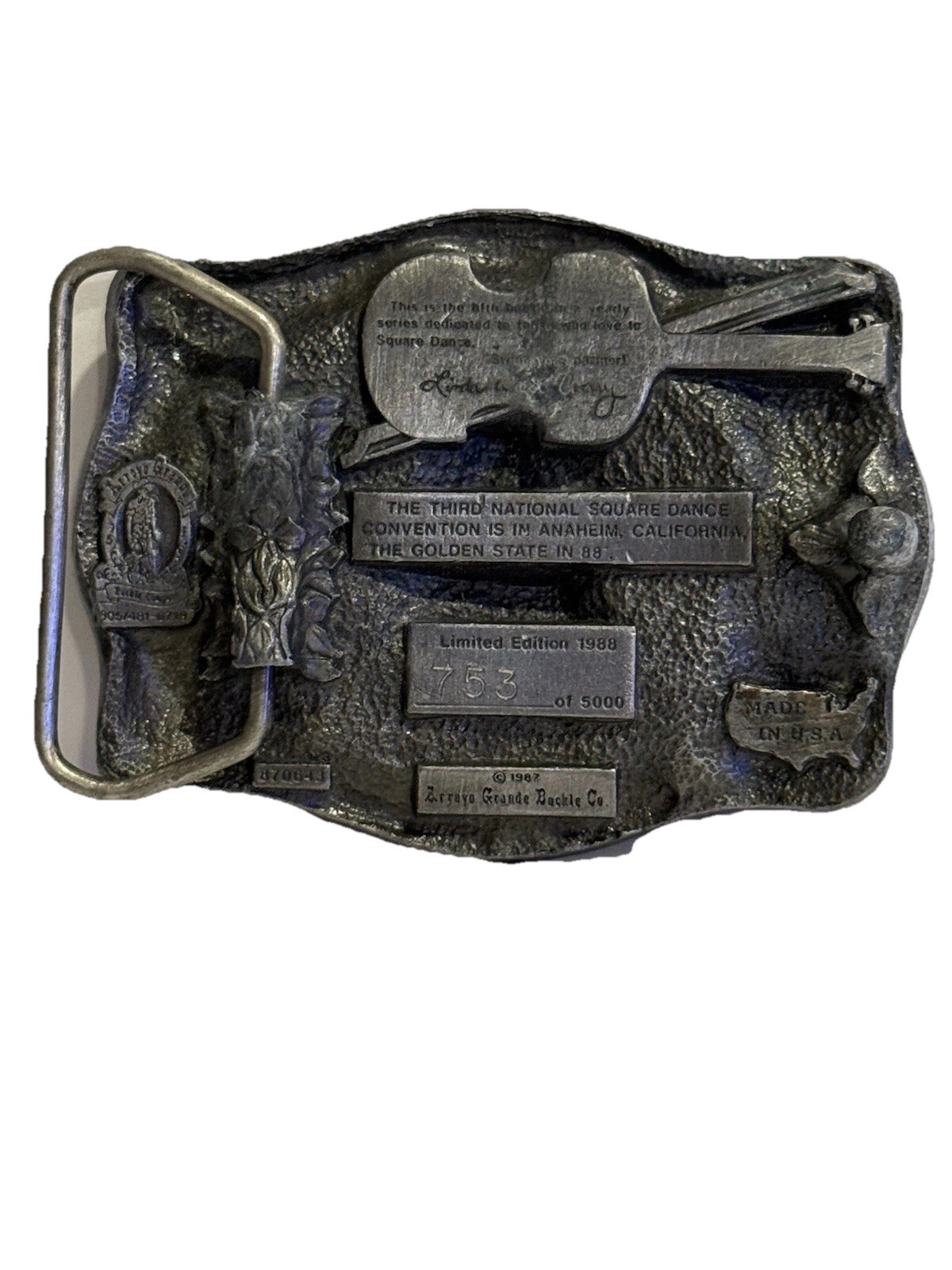 Men’s Pewter Belt Buckle Commemorative Third National Square Dance ConventionVTG
