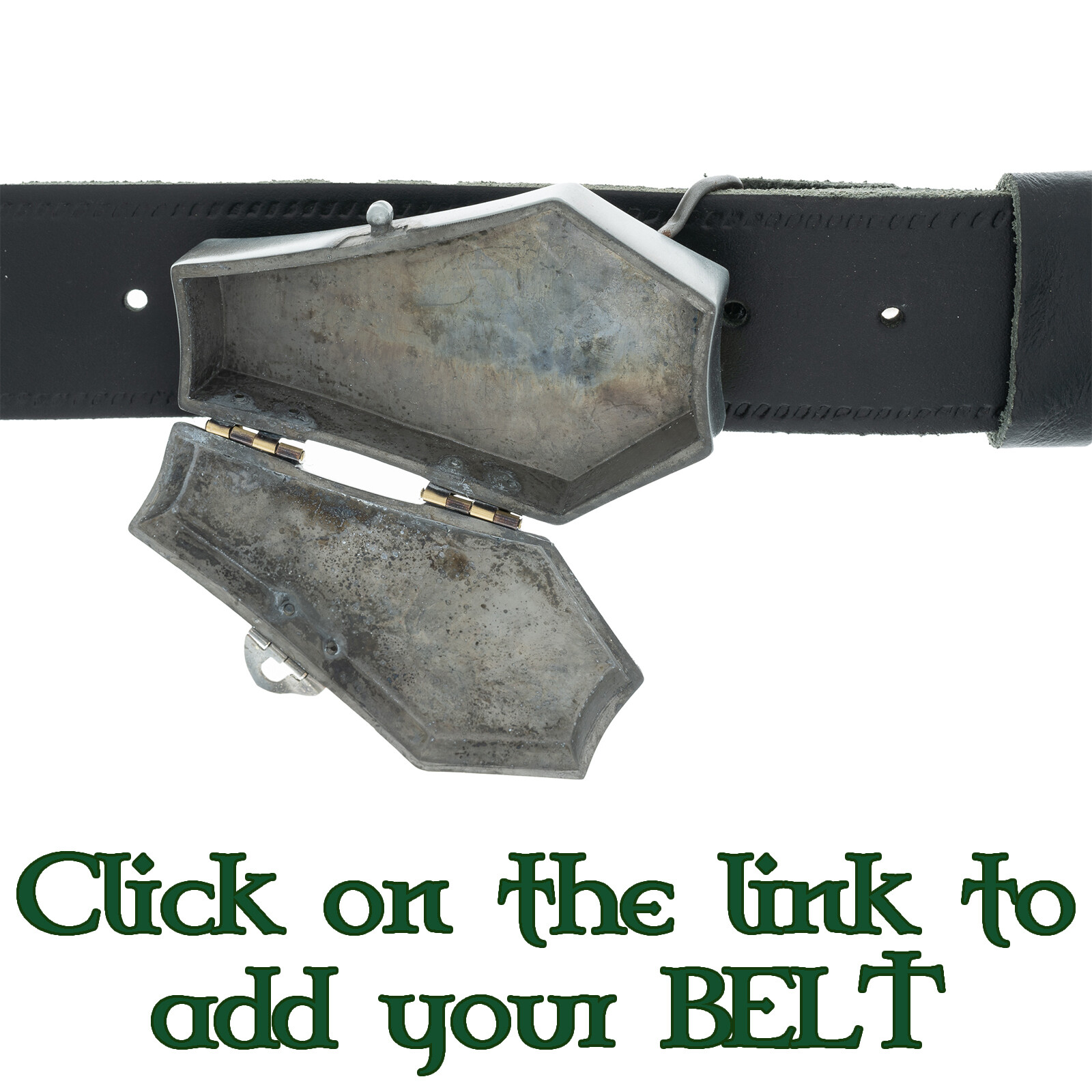 Coffin Belt Buckle Biker Iron Cross Stash Pot Treasure Goth Emo Halloween