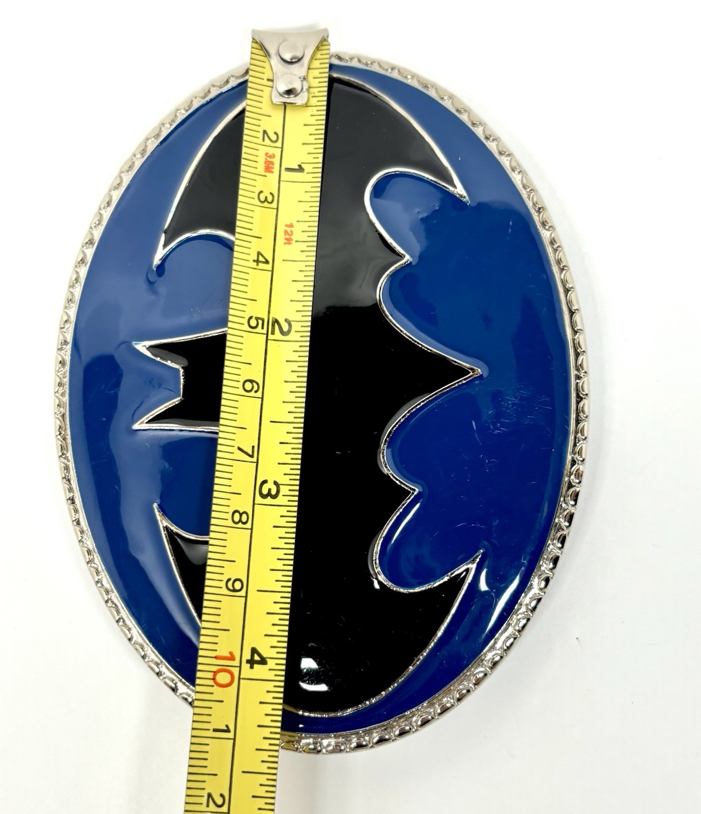 Large Batman Belt Buckle Chrome Black Blue Comic Superhero Statement Buckle