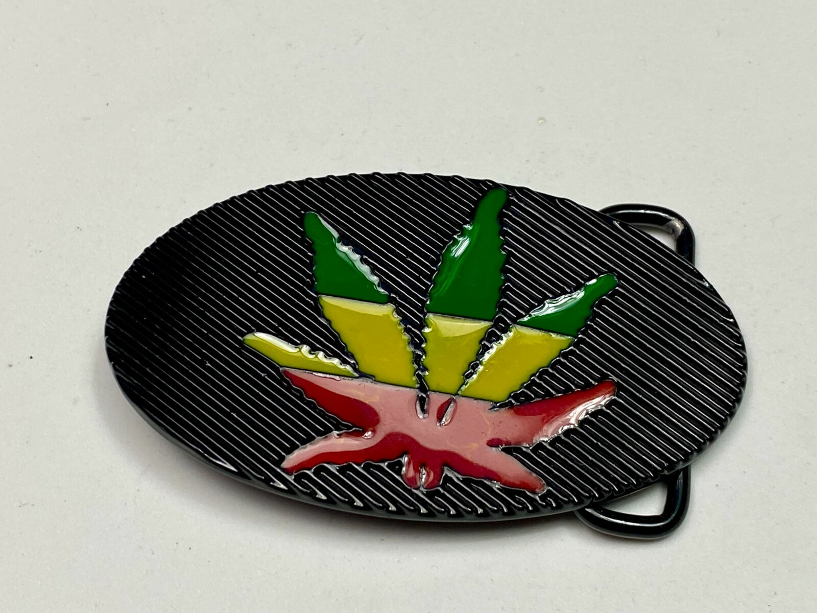 Cannabis Marijuana Pot Leaf Ganga Rasta Green Yellow Red Colors Belt Buckle