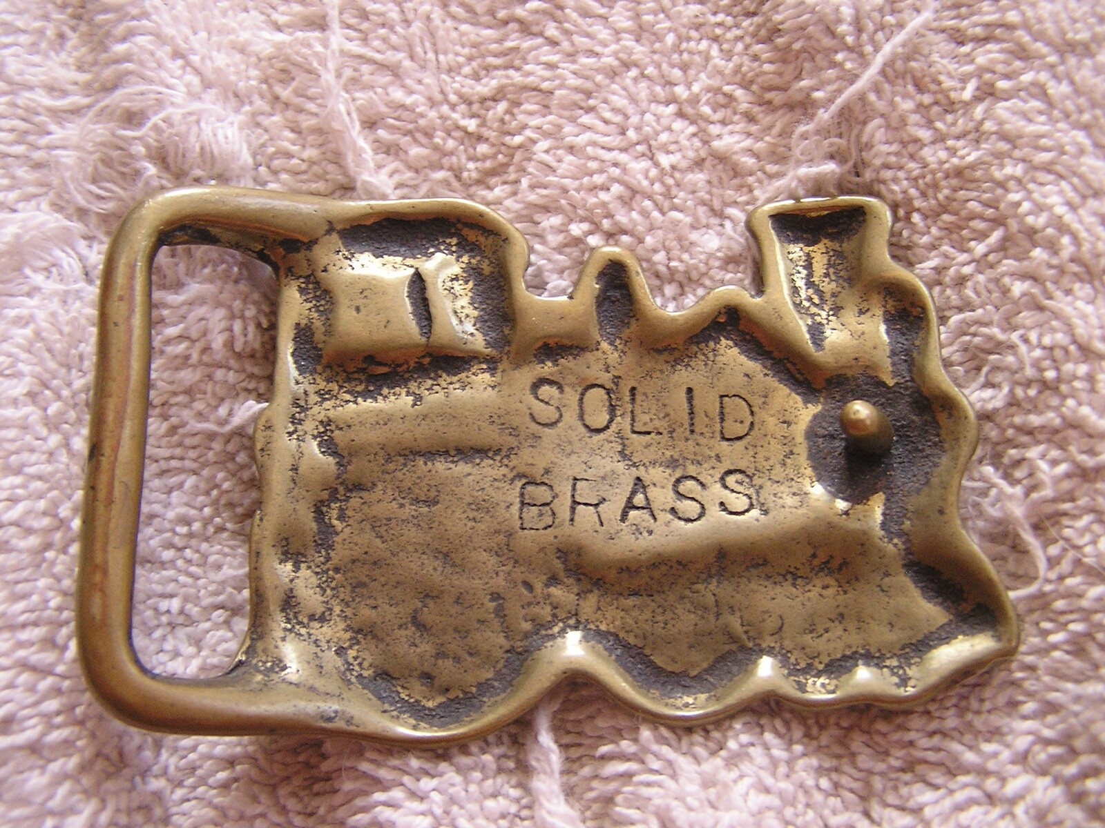 Vintage Belt Buckle Brass Locomotive Train