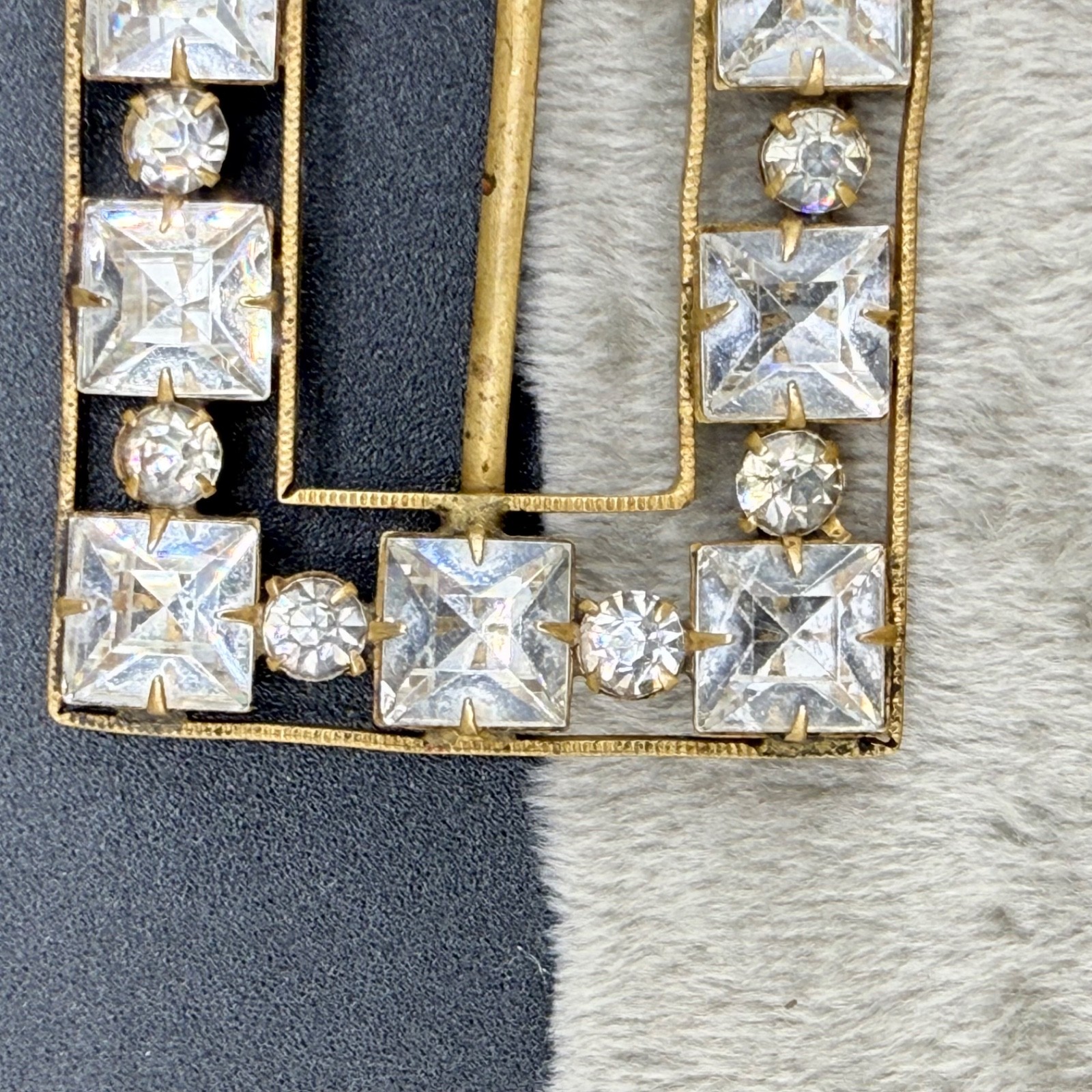 Vintage Czech Buckle Paste Stone Gold Tone