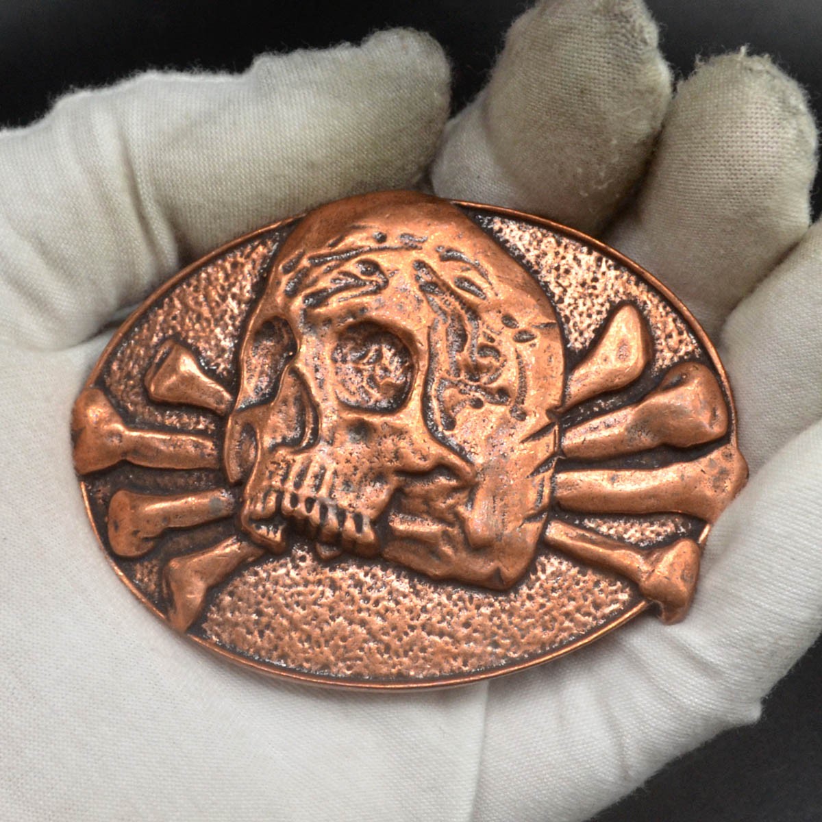Red Copper Skeleton Skull Design Gothic Men&rsquo;s Belt Buckle (Belt Not Included)