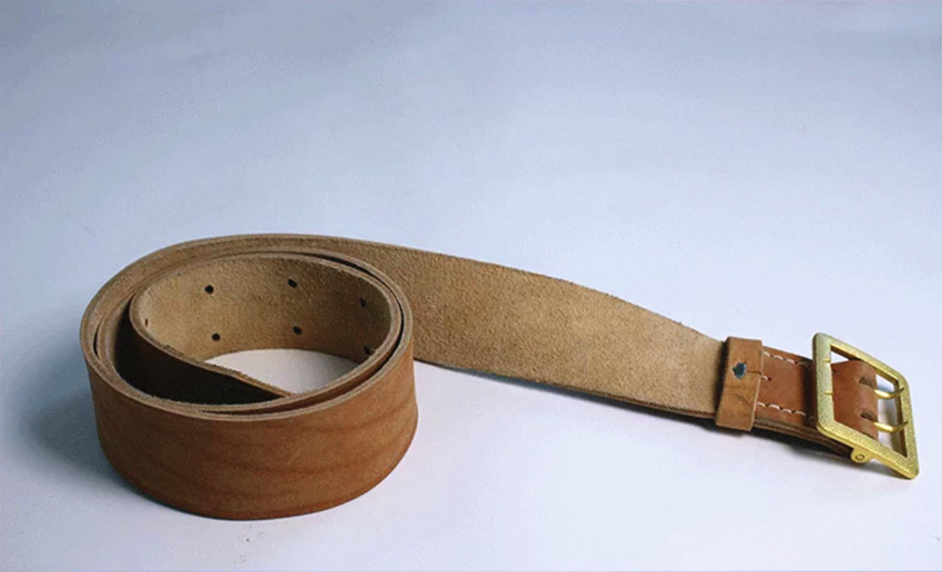 WW2 German Belt Tactical Equipment Cowhide Material Men Coroe Pattern GoldBuckle