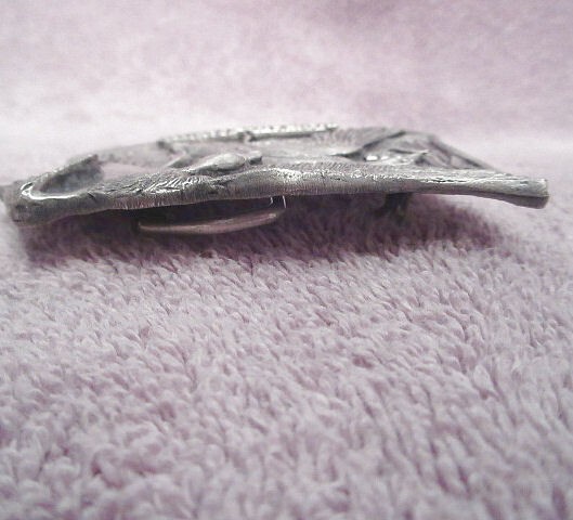 Vintage 1977 Bergamot Pewter Belt Buckle Geese Ducks Towner N Dakota Made In USA