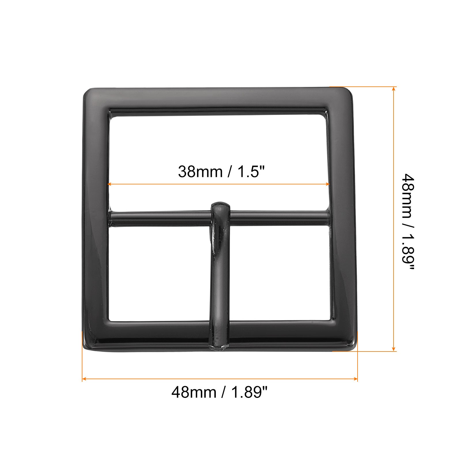 1.5&Prime; Single Prong Belt Buckle Square Center Bar Buckles for Belt Black