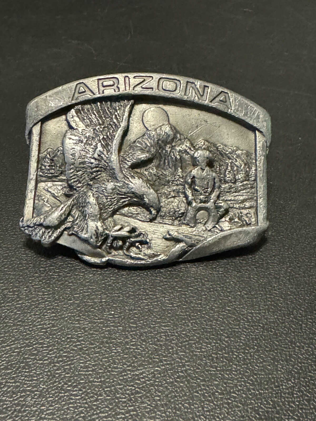 VTG SISKIYOU ARIZONA GOLD PANNING PEWTER BELT BUCKLE AG-7 1984 WILLIAMS OREGON