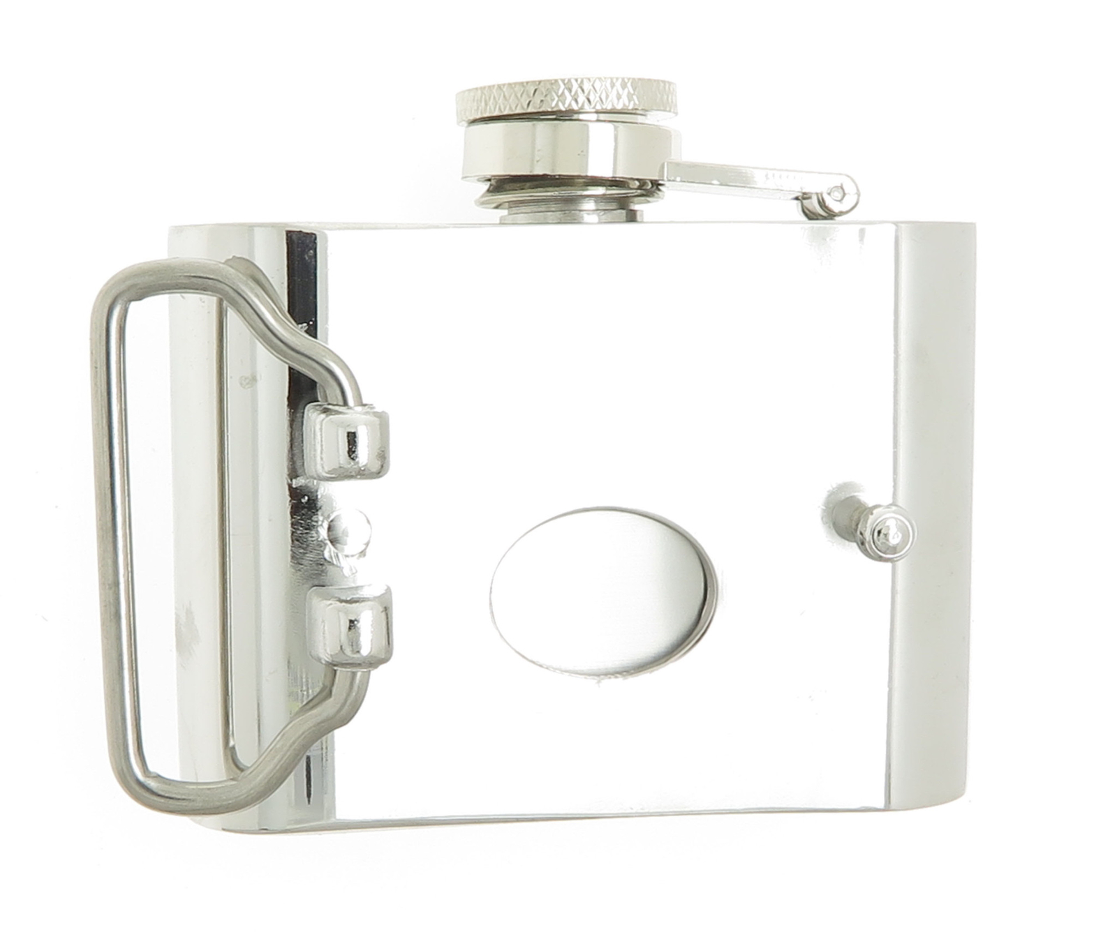 Rhinestone Marijuana Leaf 2 oz Stainless Steel Flask Belt Buckle