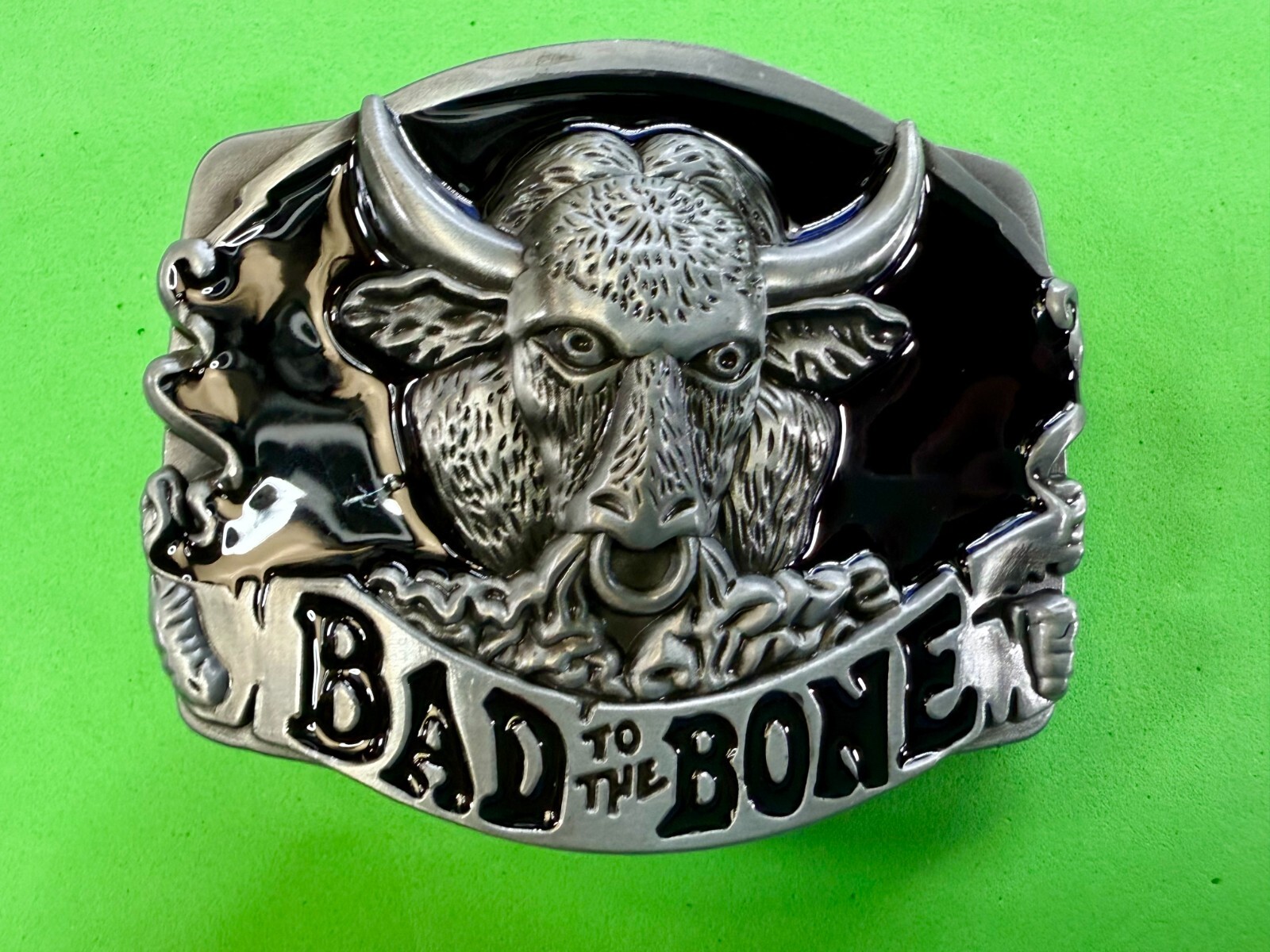 Bad to the Bone Longhorn Cow Bull Head Steer Western Cowboys Devil Belt Buckle
