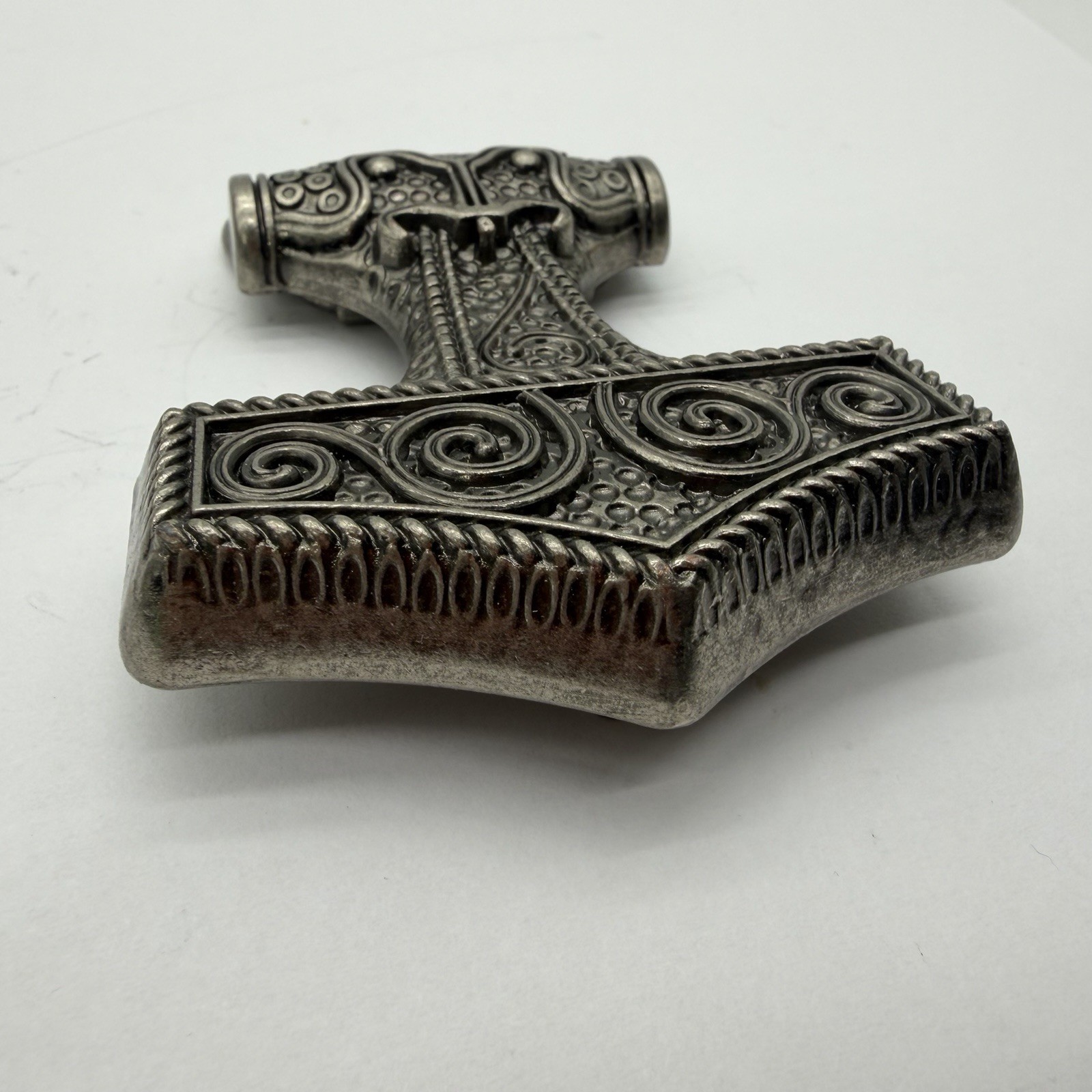 Thor&rsquo;s Hammer Belt Buckle Silver Tone Viking Metal