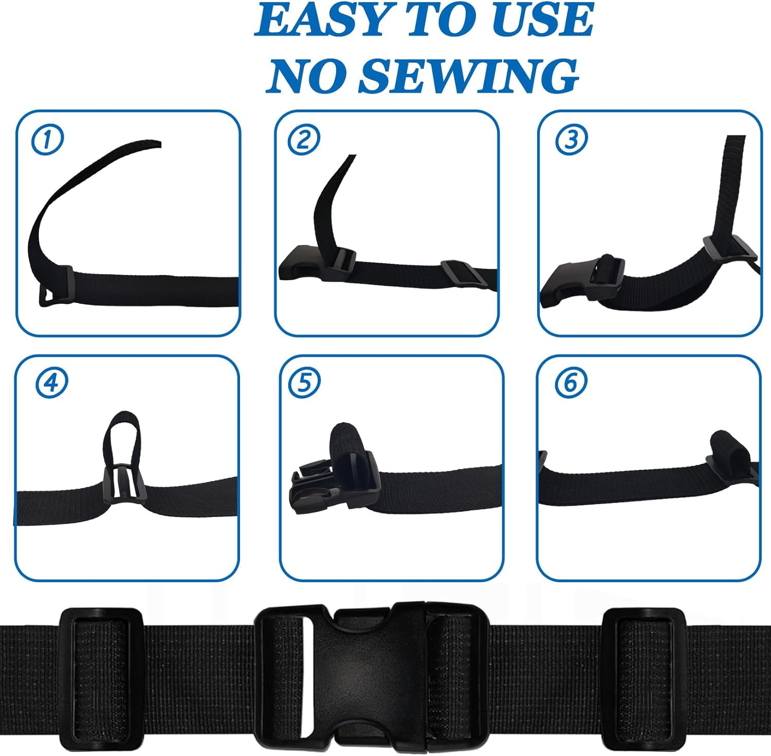 2&Prime; Heavy-Duty Buckle & Straps Set: 6-Pack Side Release Plastic Buckles+11 Yards