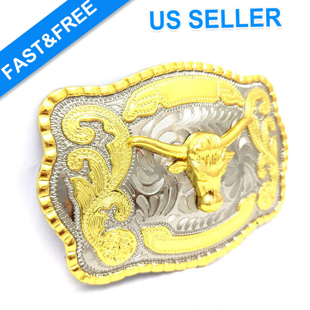 Belt Buckle Bull 5.5&Prime; x 4&Prime;, For 1.5&Prime; Belt, Men Big Cowboy Western Animal Rodeo
