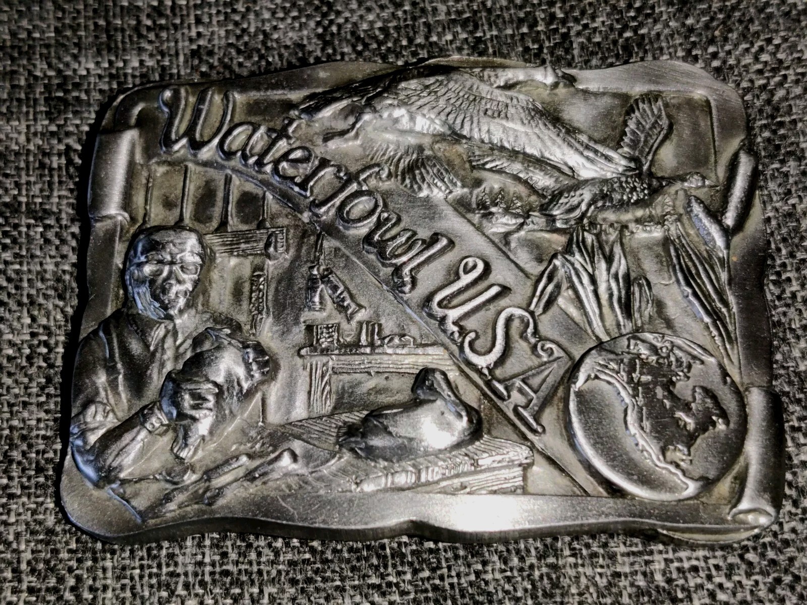 Vtg Pewter Waterfowl USA Belt Buckle Ltd Ed. 1988 Canadian Geese Super Detailed!