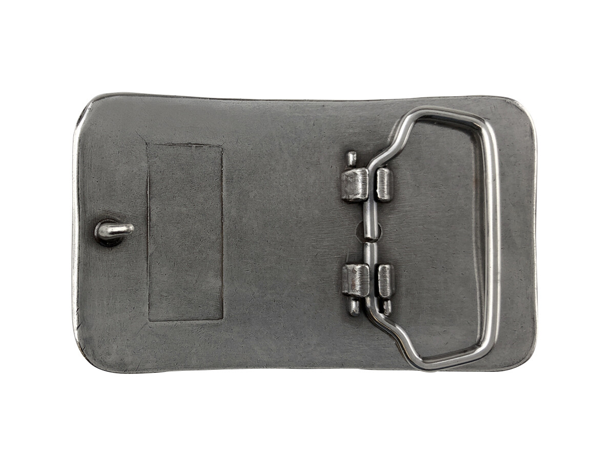 Engraved Rectangular Frame Gold and Sterling Silver Plated Western Belt Buckle