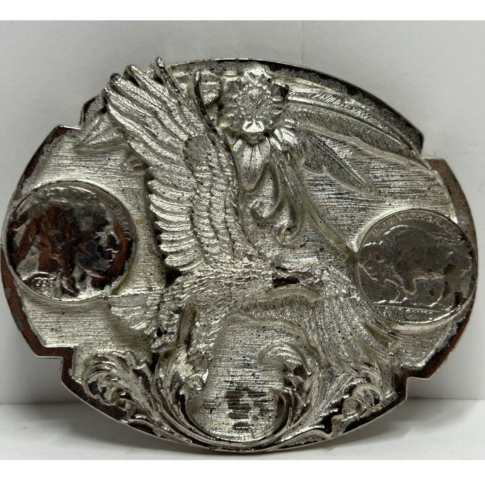 Siskiyou Buckle Co 1995 Eagle Buffalo Nickel Belt Buckle Pewter USA