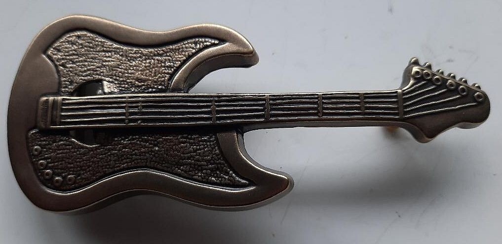 Guitar Belt Buckle – Brass Instrument Music Buckle 4 3/4s inches long Rock