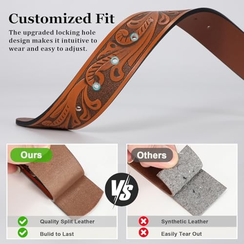 Cowboy Belts for Men Women, 35&Prime;-38&Prime; Wasit Adjustable Brown/Gold Bull Buckle