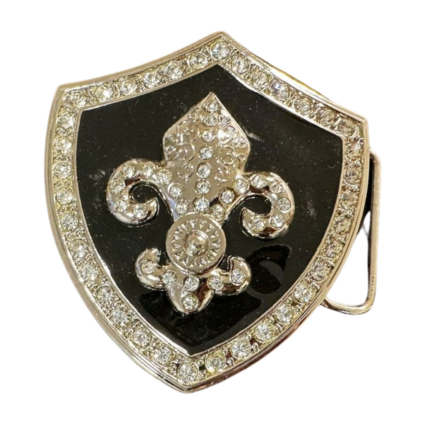 NEW Men Women Silver Metal Belt Buckle Western Fashion Shield Bling Fleur De Lis