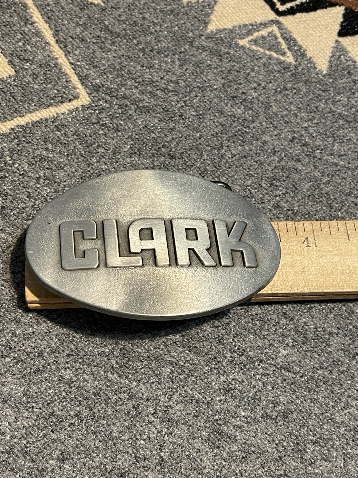 Vintage Clark Equipment Belt Buckle Gray Industrial Logo USA C