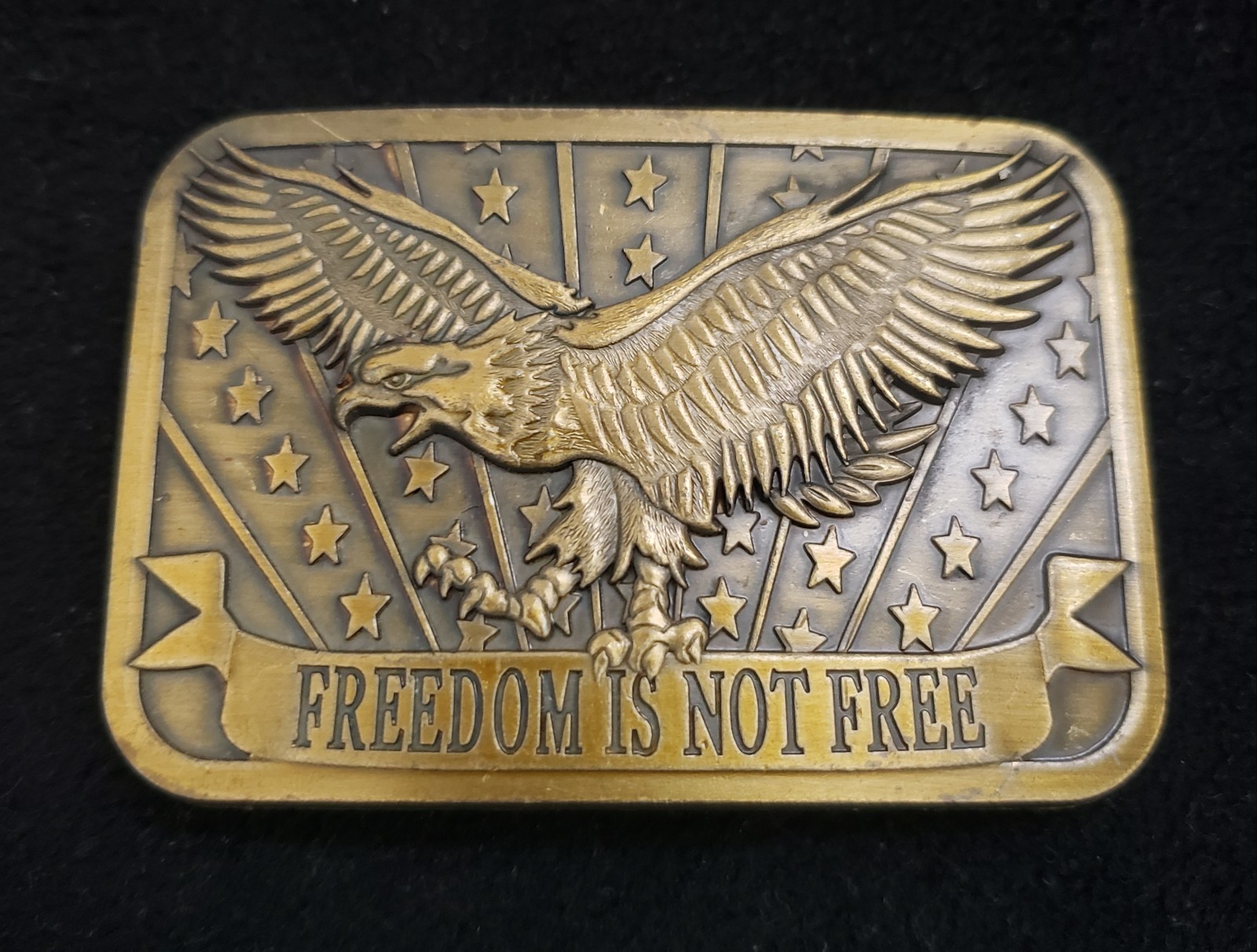 8 Vintage USA Patriotic Belt Buckles American Flag Soaring Eagle 2nd Amendment